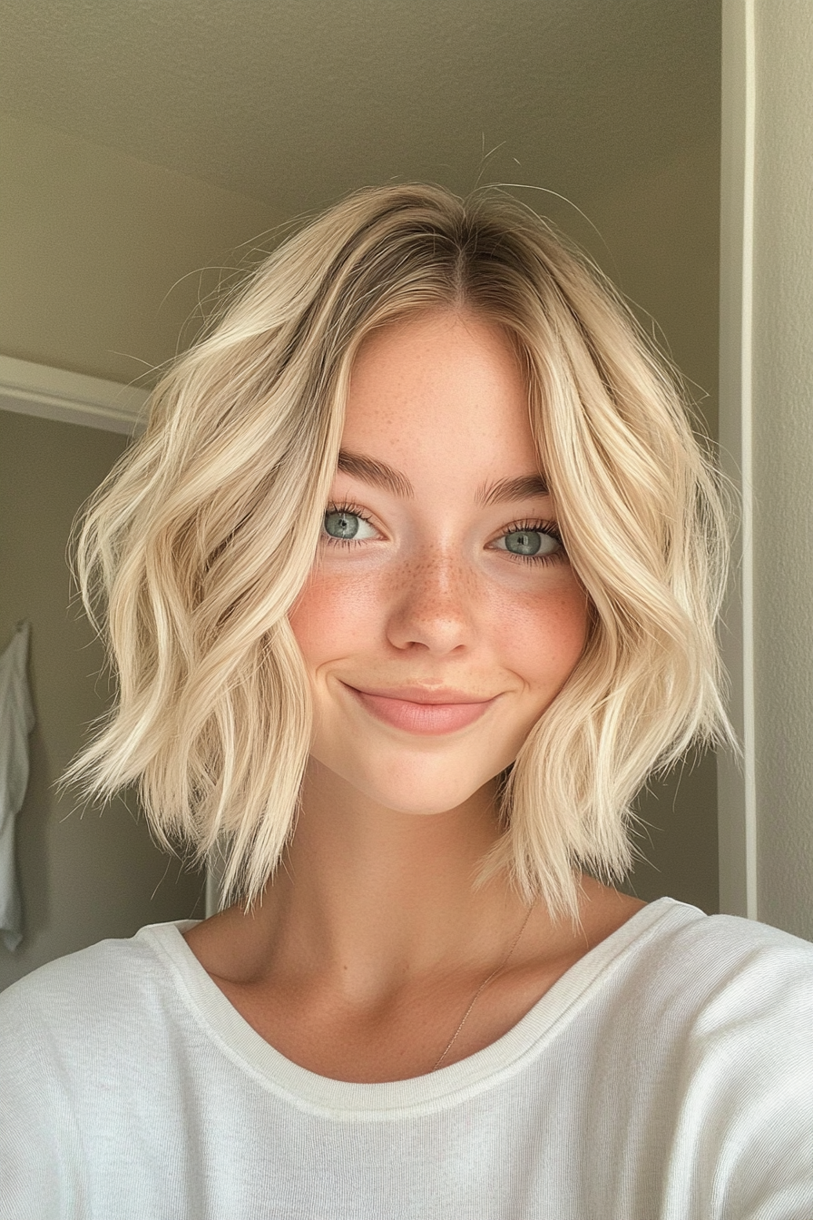 12. Sandy Blonde Beachy Inverted Bob (Inverted Bob Haircuts For Fine Hair) - Inverted Bob Haircuts For Fine Hair