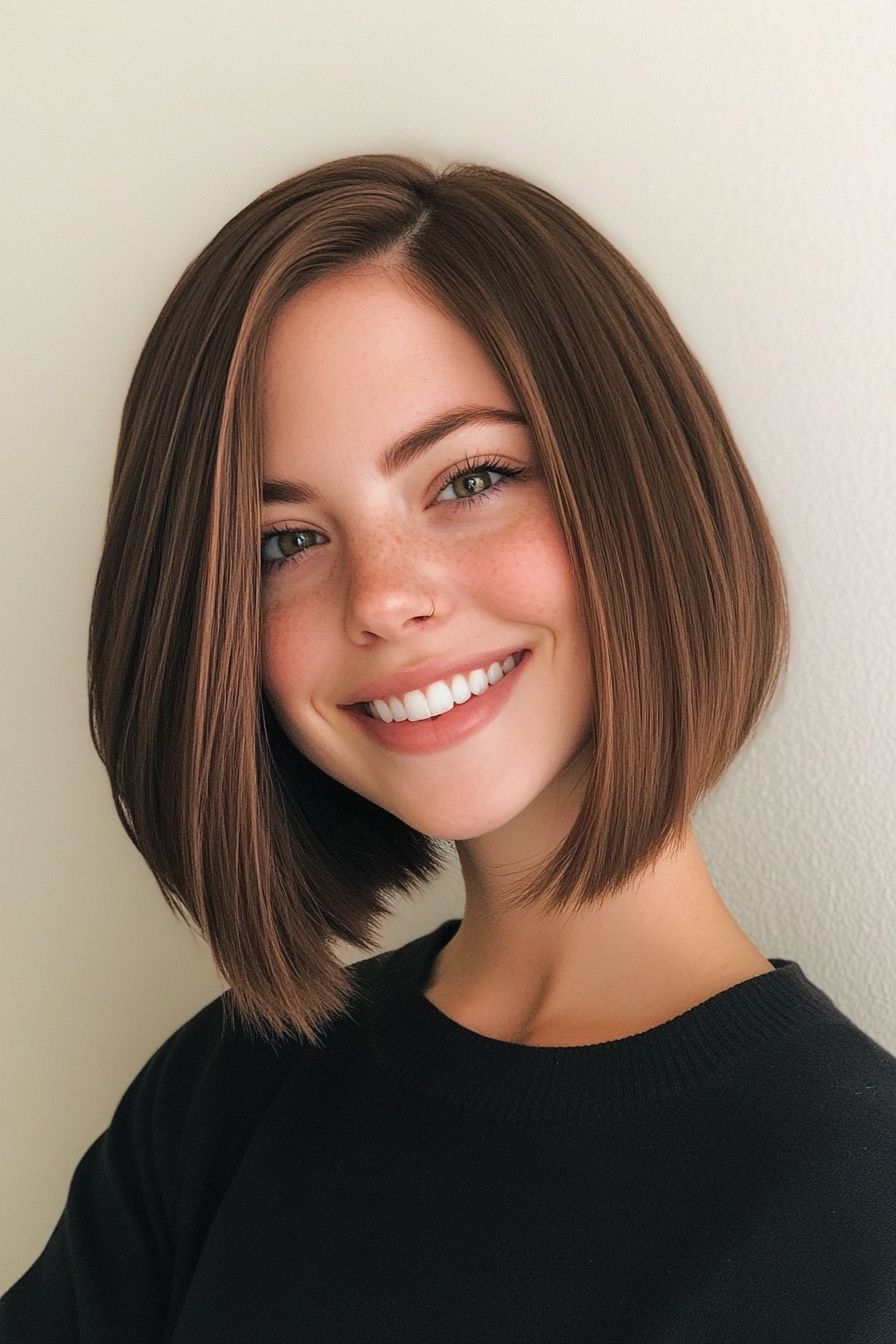 14. Cinnamon-Tinted Inverted Lob (Inverted Bob Haircuts For Fine Hair) - Inverted Bob Haircuts For Fine Hair