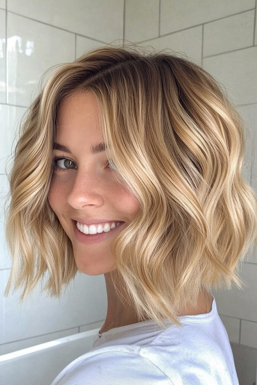 18. Honey Blonde Wavy Inverted Bob (Inverted Bob Haircuts For Fine Hair) - Inverted Bob Haircuts For Fine Hair