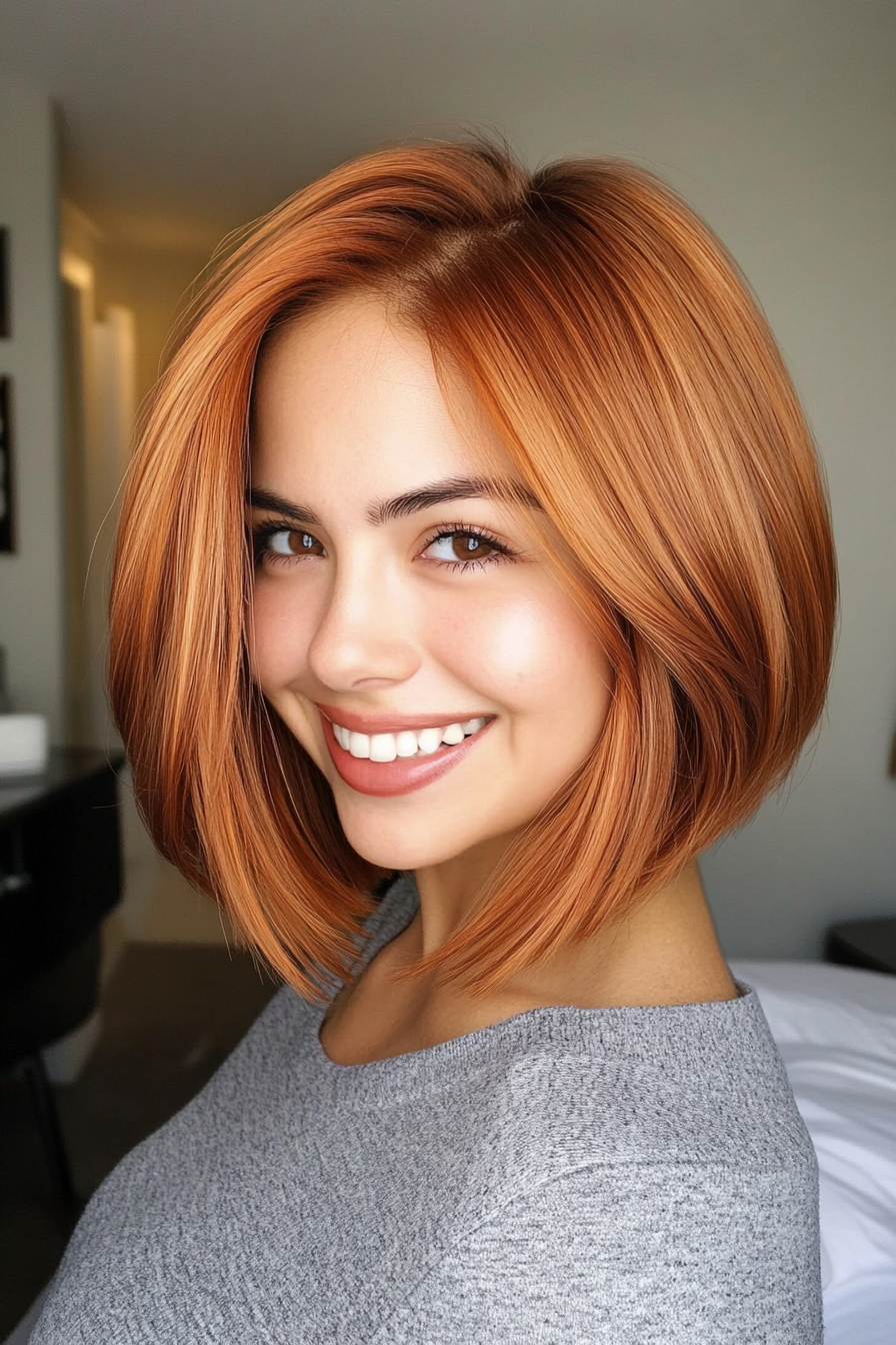 20. Copper Toned Soft Layered Bob (Inverted Bob Haircuts For Fine Hair) - Inverted Bob Haircuts For Fine Hair