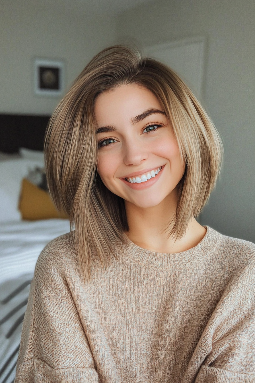 23. Sandy Brown Wispy Ends Bob (Inverted Bob Haircuts For Fine Hair) - Inverted Bob Haircuts For Fine Hair