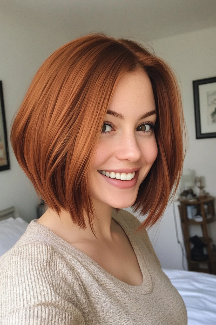 24. Light Auburn Volumized Bob (Inverted Bob Haircuts For Fine Hair) - Inverted Bob Haircuts For Fine Hair