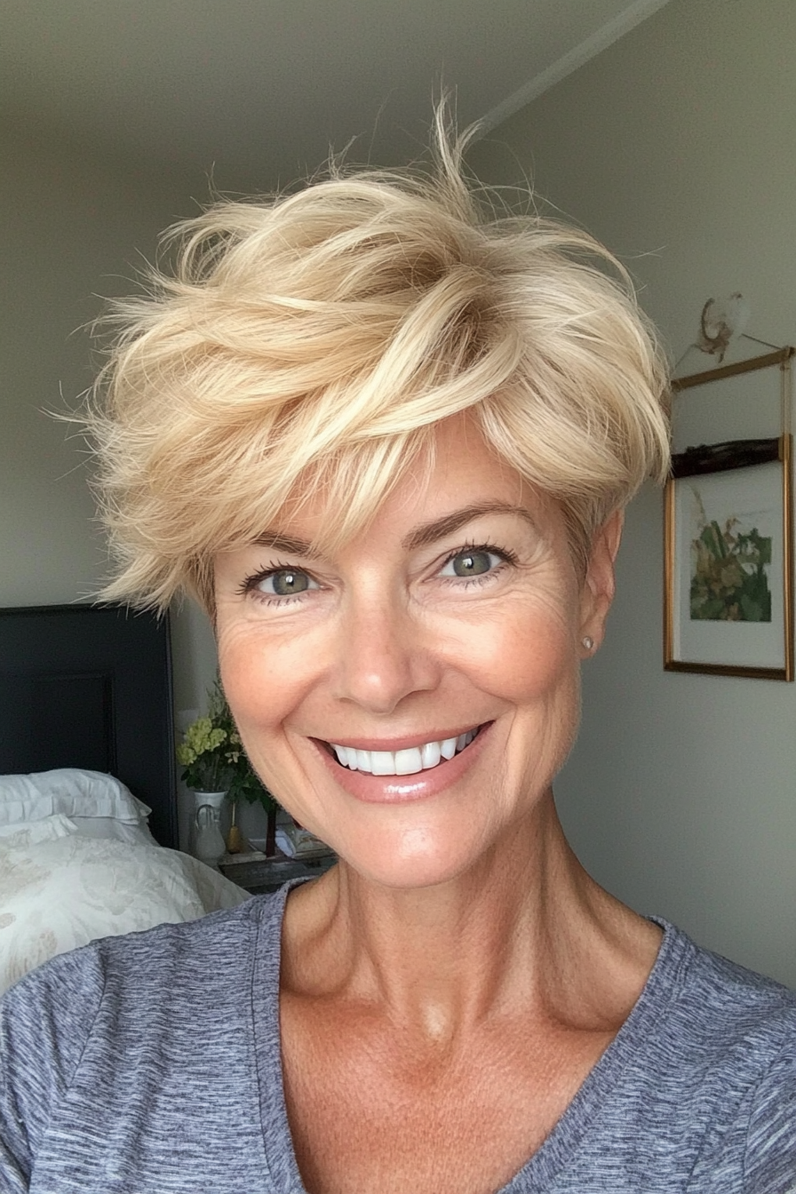 6. Golden Blonde Tousled Pixie (Short Hairstyles For Women Over 50) - Short Hairstyles For Women Over 50