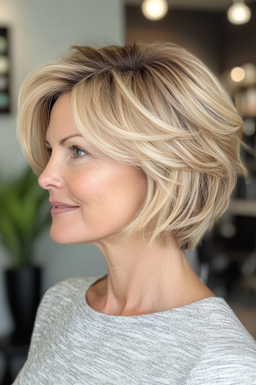 21. Warm Beige Blonde Wavy Cut (Short Hairstyles For Women Over 50) - Short Hairstyles For Women Over 50