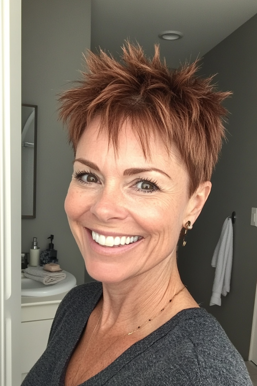 27. Chestnut Pixie with Spiky Texture (Short Hairstyles For Women Over 50) - Short Hairstyles For Women Over 50