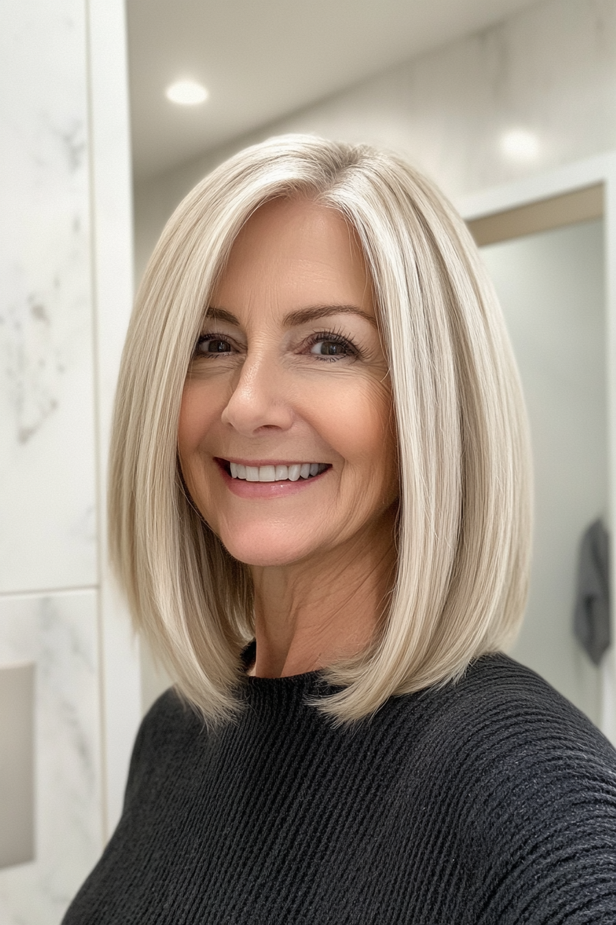 8. Modern Shoulder-Length Cut in Sandy Blonde (Medium Length Hairstyles For Women Over 60) - Medium Length Hairstyles For Women Over 60