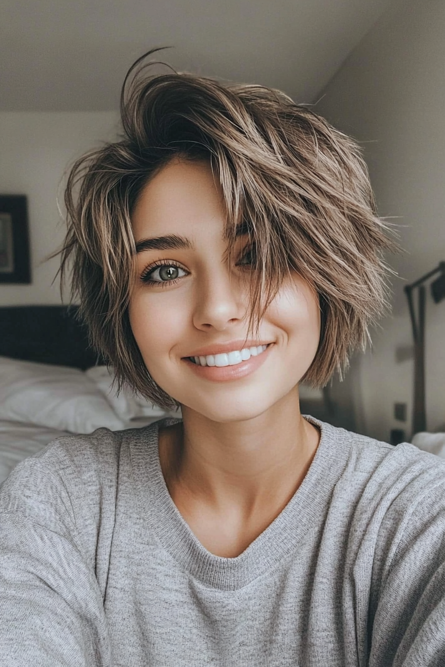 6. Textured Crop in Ash Brown (Short Hairstyles For Thin Hair) - Short Hairstyles For Thin Hair
