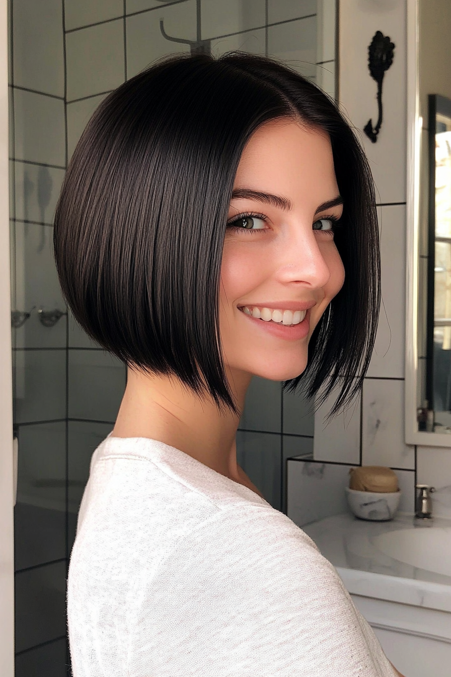 7. Blunt Bob in Natural Black (Short Hairstyles For Thin Hair) - Short Hairstyles For Thin Hair