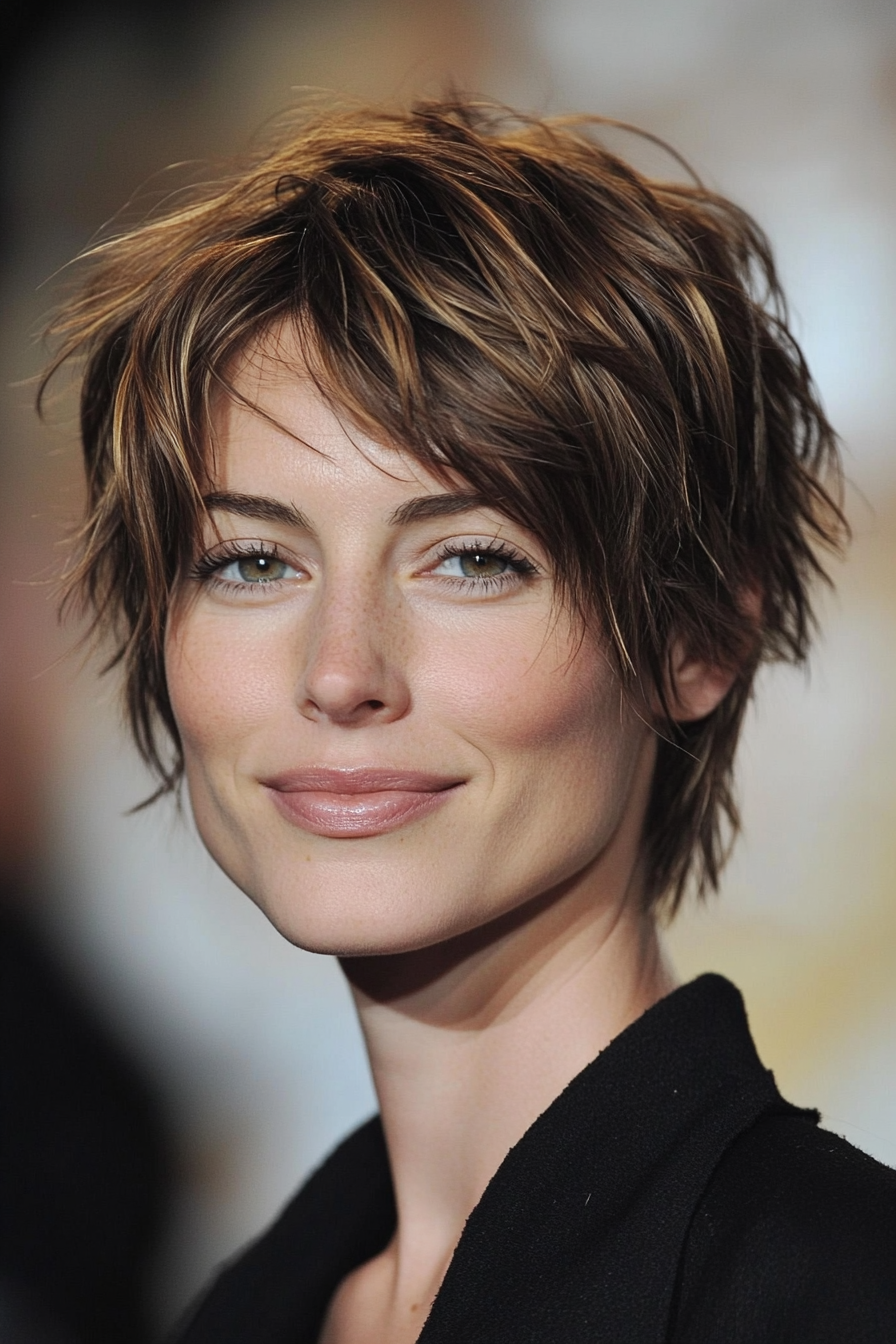 15. Shaggy Pixie in Deep Coffee Brown (Short Hairstyles For Thin Hair) - Short Hairstyles For Thin Hair