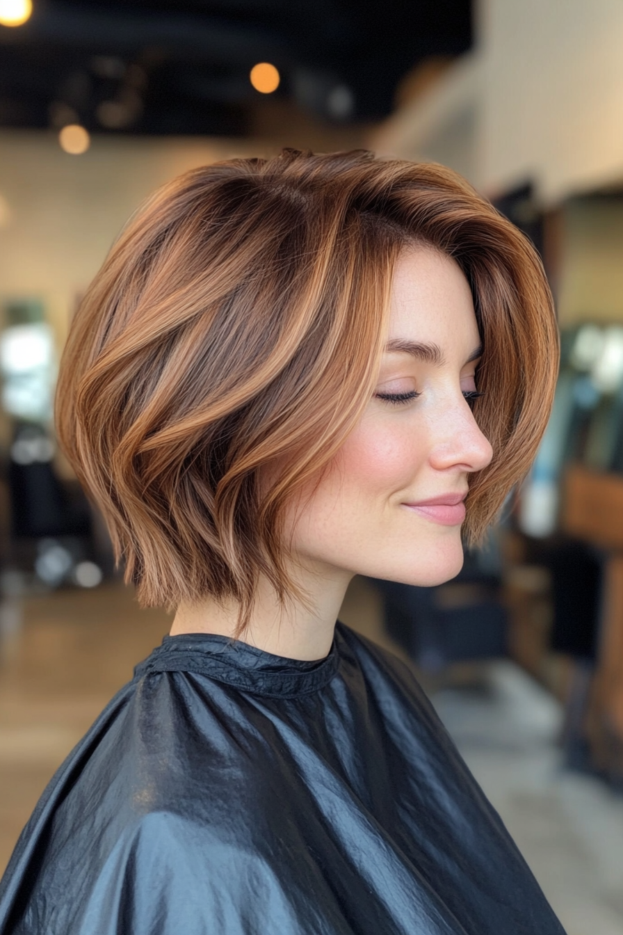 27. Cropped Bob in Soft Amber Brown (Short Hairstyles For Thin Hair) - Short Hairstyles For Thin Hair