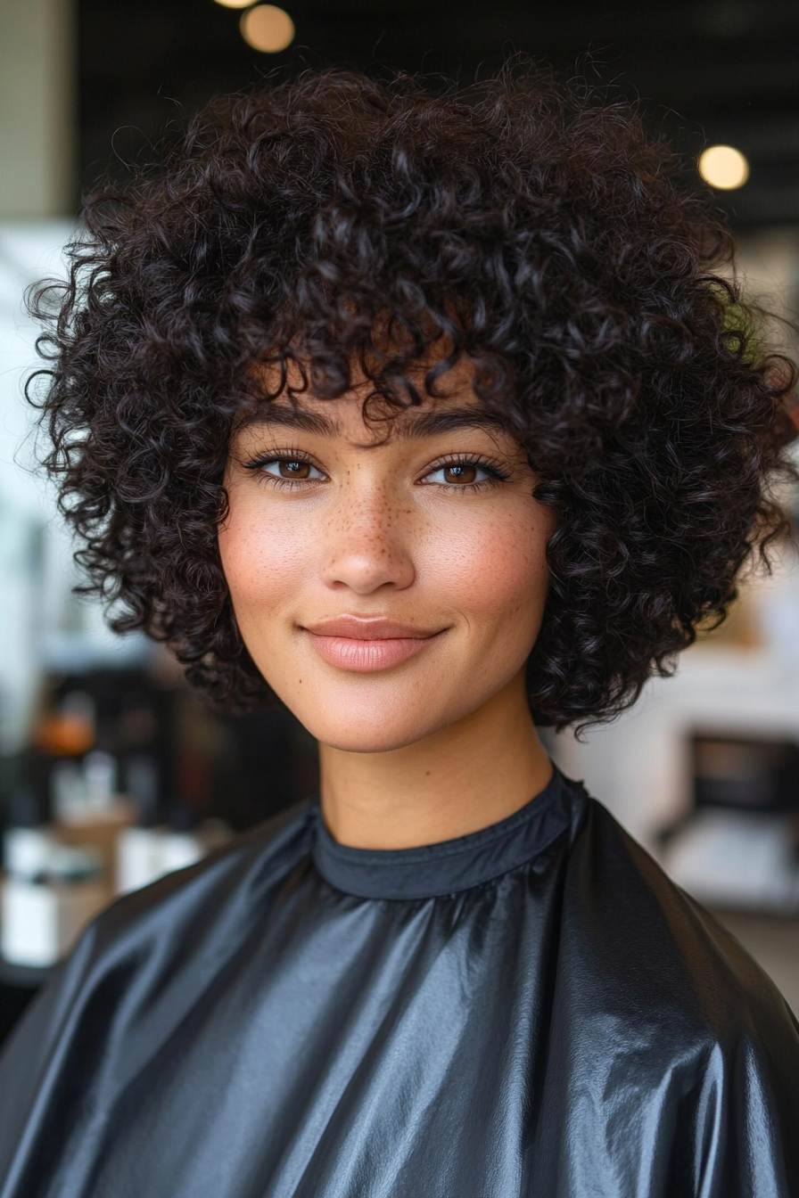 8. Tapered Curly Cut in Deep Ebony (Hairstyles For Curly Hair With Bangs) - Hairstyles For Curly Hair With Bangs