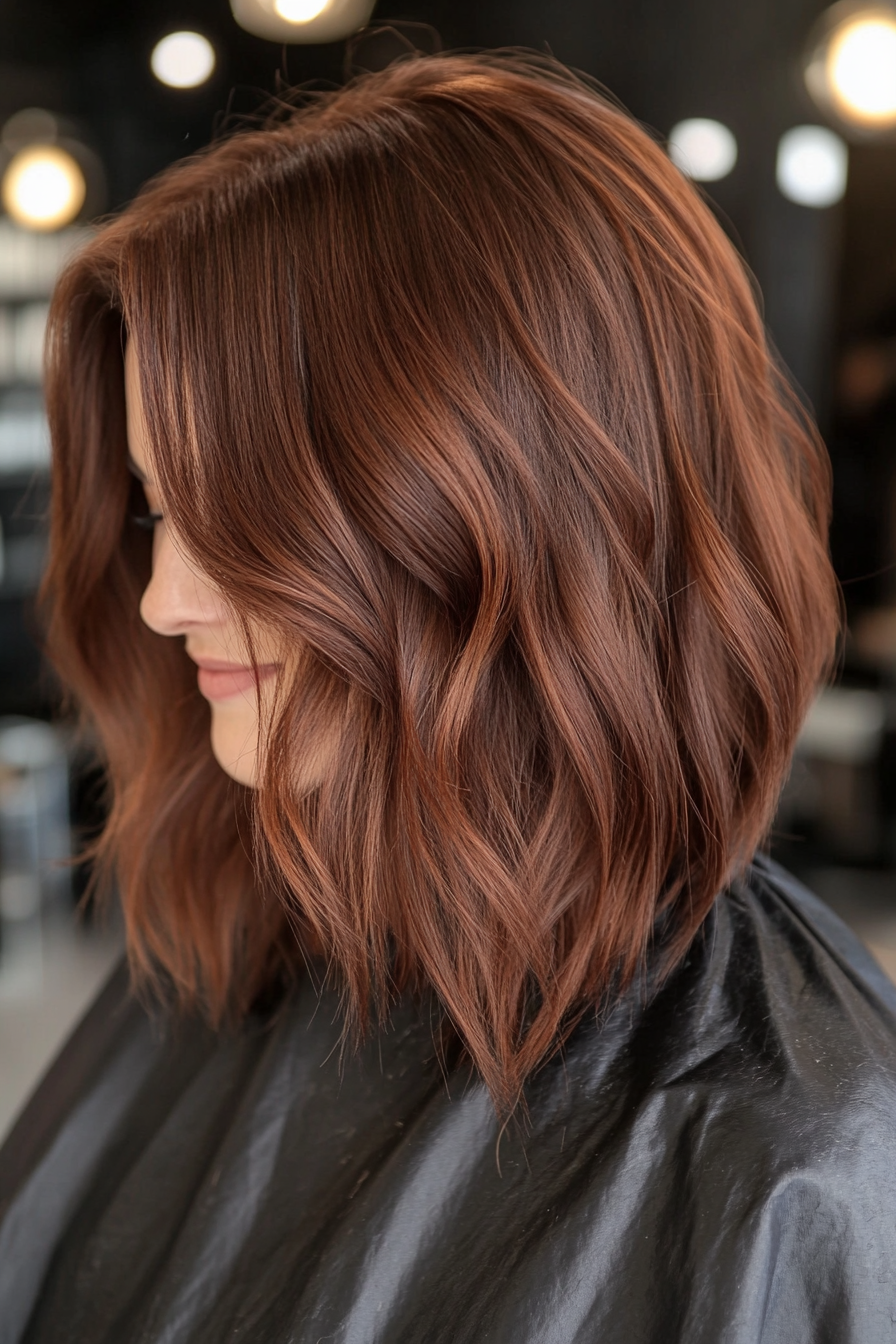 18. Razored Shoulder-Length Cut in Warm Mahogany (Medium Length Haircuts For Thick Hair) - Medium Length Haircuts For Thick Hair