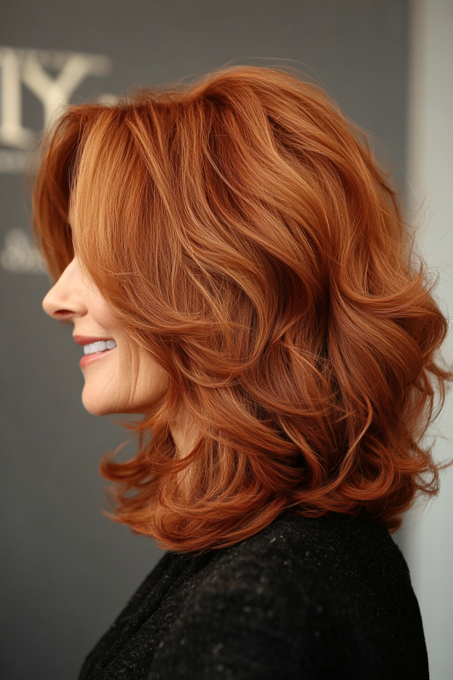 3. Shoulder-Grazing Shag in Warm Auburn (Medium Length Hairstyles For Older Women) - Medium Length Hairstyles For Older Women