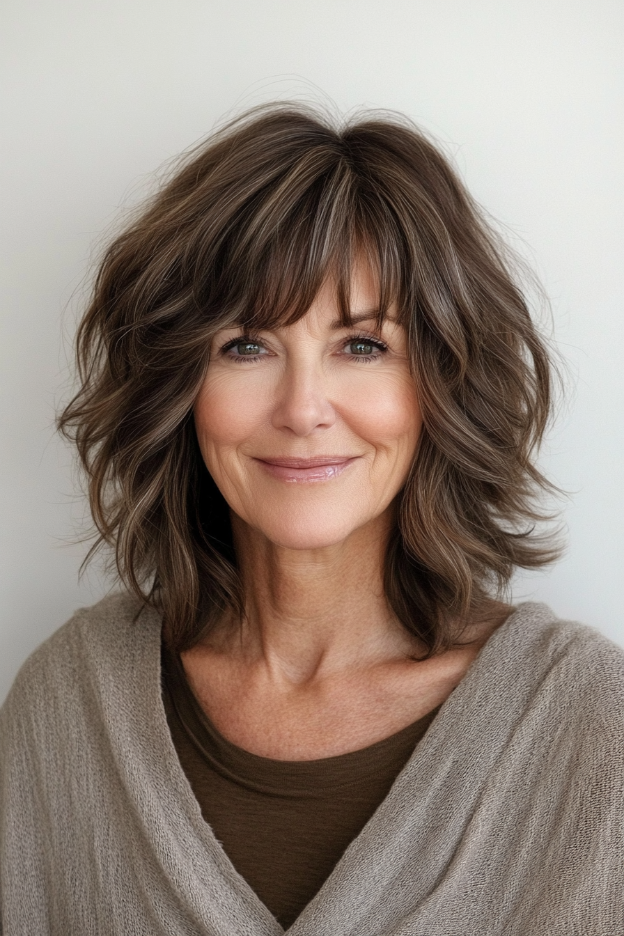 11. Choppy Bob with Deep Espresso Tones (Medium Length Hairstyles For Older Women) - Medium Length Hairstyles For Older Women