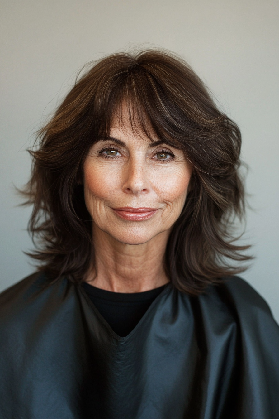 19. Shoulder-Length Shag with Cocoa Brown (Medium Length Hairstyles For Older Women) - Medium Length Hairstyles For Older Women
