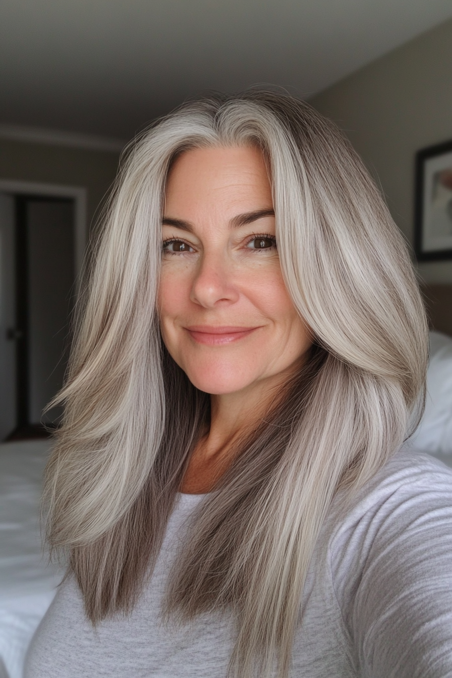 21. Tapered Layers in Light Ash Brown (Medium Length Hairstyles For Older Women) - Medium Length Hairstyles For Older Women