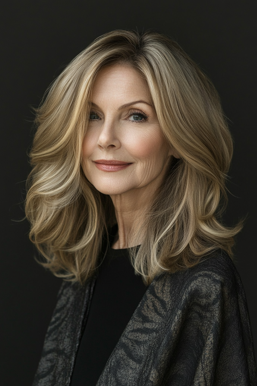 18. Loose Waves with Golden Blonde Depth (Medium Length Hairstyles For Older Women) - Medium Length Hairstyles For Older Women