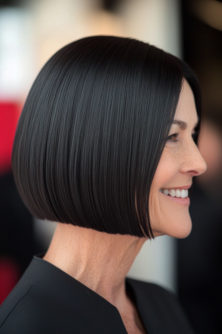 1. Classic Blunt Bob in Jet Black (Bob Haircuts For Older Women) - Bob Haircuts For Older Women