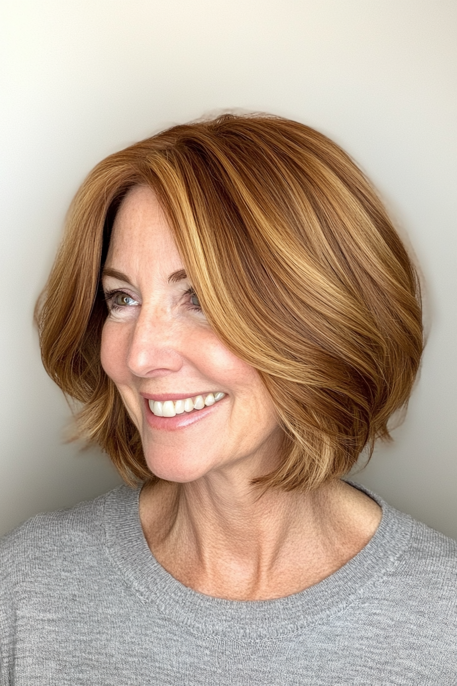 8. Textured Bob in Medium Golden Brown (Bob Haircuts For Older Women) - Bob Haircuts For Older Women