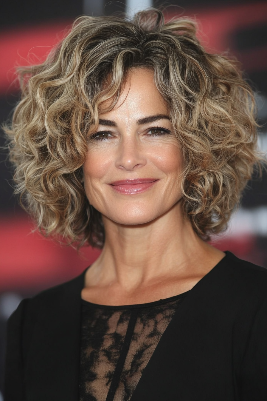 18. Curly Bob in Dark Blonde (Bob Haircuts For Older Women) - Bob Haircuts For Older Women