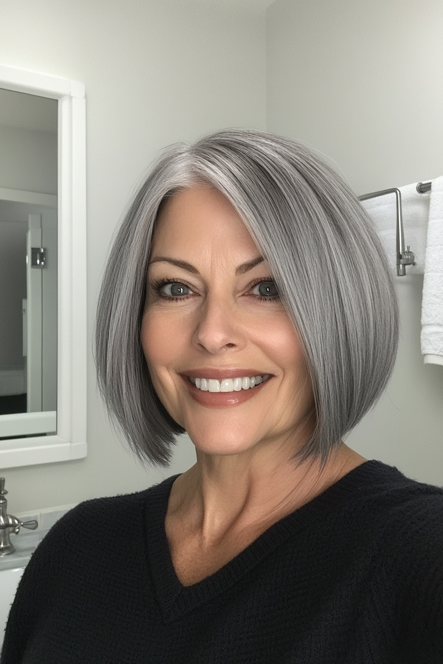 21. Jaw-Length Bob in Smoky Gray (Bob Haircuts For Older Women) - Bob Haircuts For Older Women