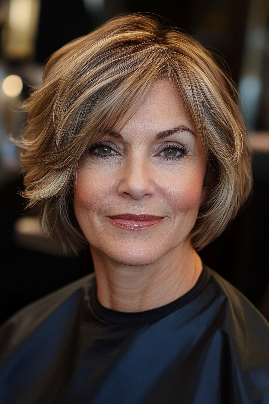 22. Short Bob with Ash Brown Base (Bob Haircuts For Older Women) - Bob Haircuts For Older Women