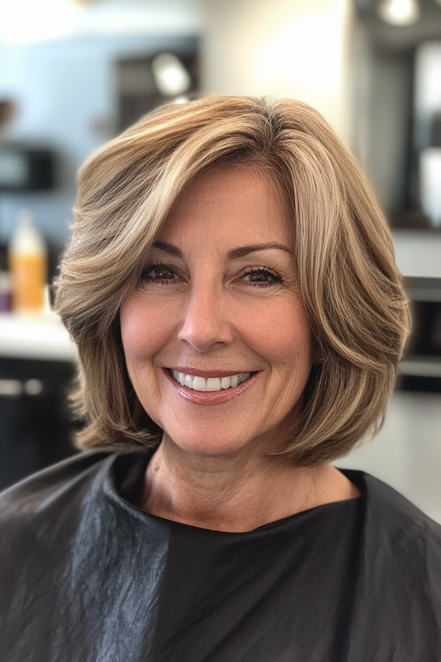 25. Voluminous Bob with Honey Gold Accents (Bob Haircuts For Older Women) - Bob Haircuts For Older Women