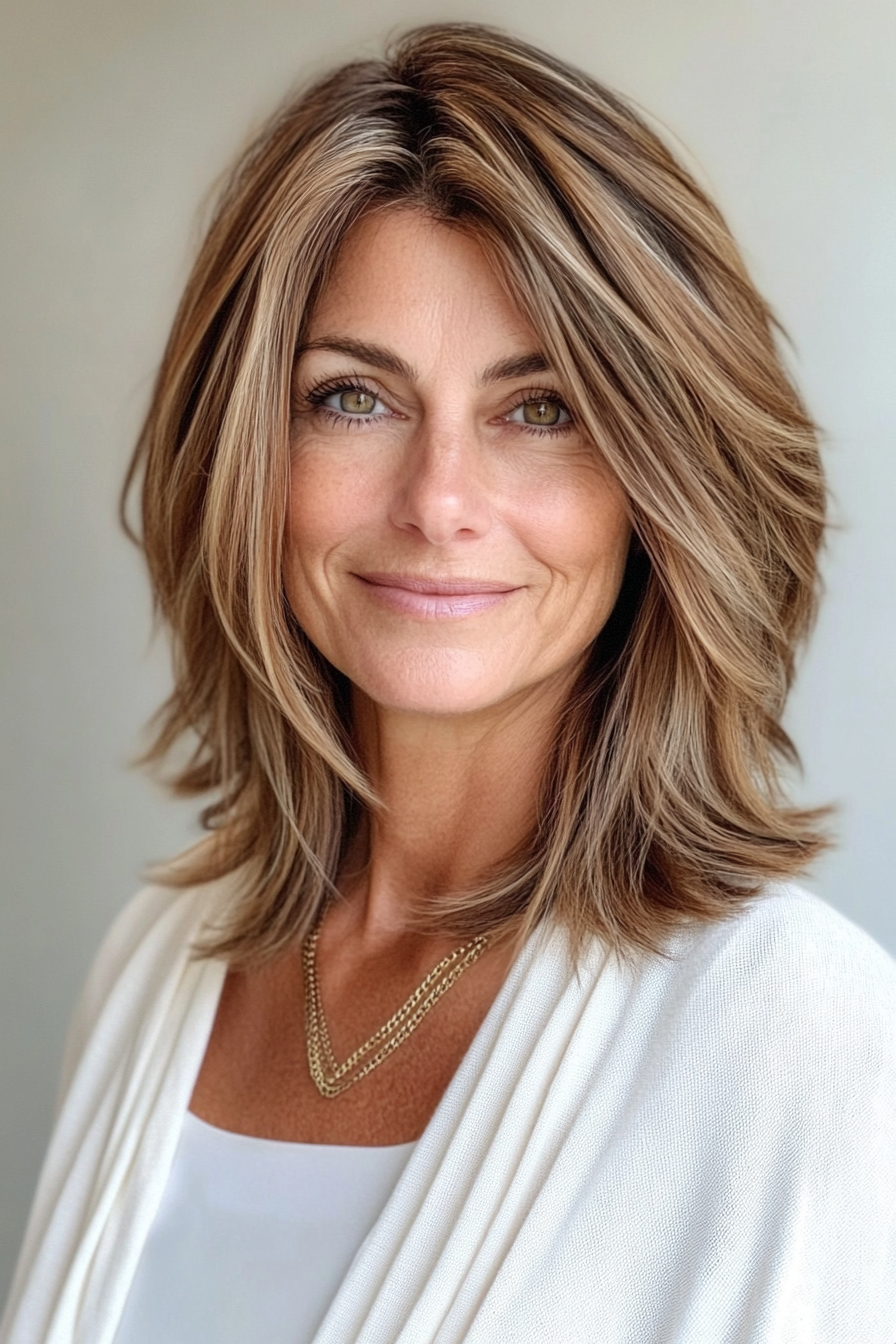 17. Long Angled Bob with Honey Brown (Shoulder Length Hairstyles For Women Over 50) - Shoulder Length Hairstyles For Women Over 50