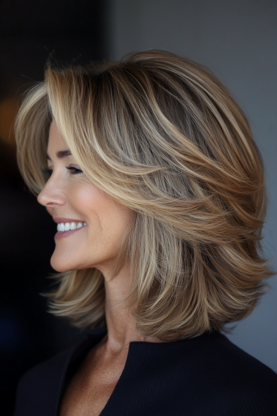 26. Choppy Layers with Dark Blonde (Shoulder Length Hairstyles For Women Over 50) - Shoulder Length Hairstyles For Women Over 50