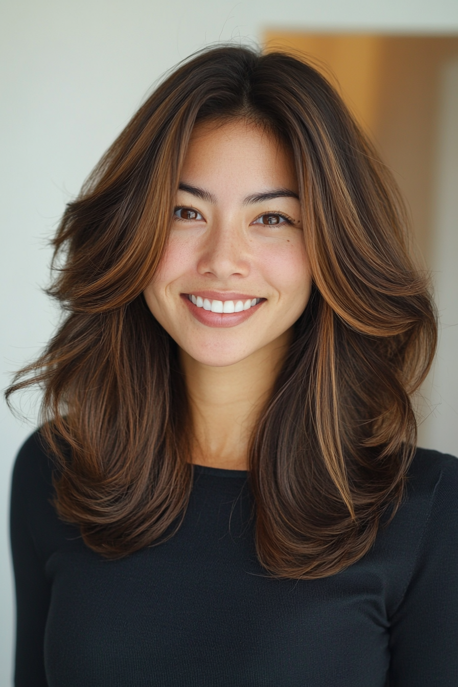 26. Medium Shag Layers with Deep Olive Undertones (Mid Length Layered Hairstyles) - Mid Length Layered Hairstyles