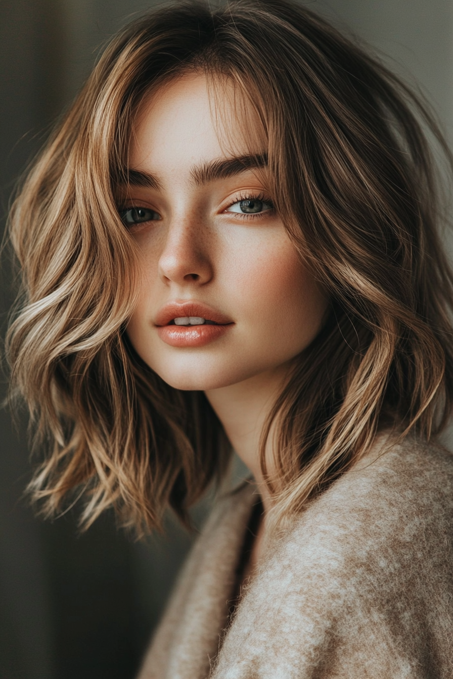 27. Soft Layered Waves with Sandy Brown (Mid Length Layered Hairstyles) - Mid Length Layered Hairstyles