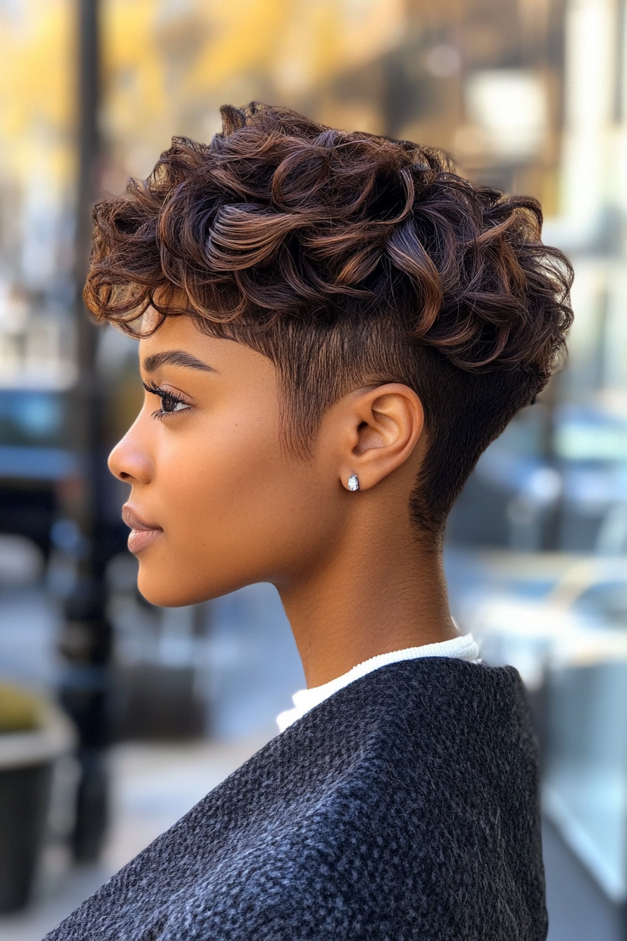1. Textured Tapered Cut with Warm Brown (Short Hairstyles For Black Women) - Short Hairstyles For Black Women
