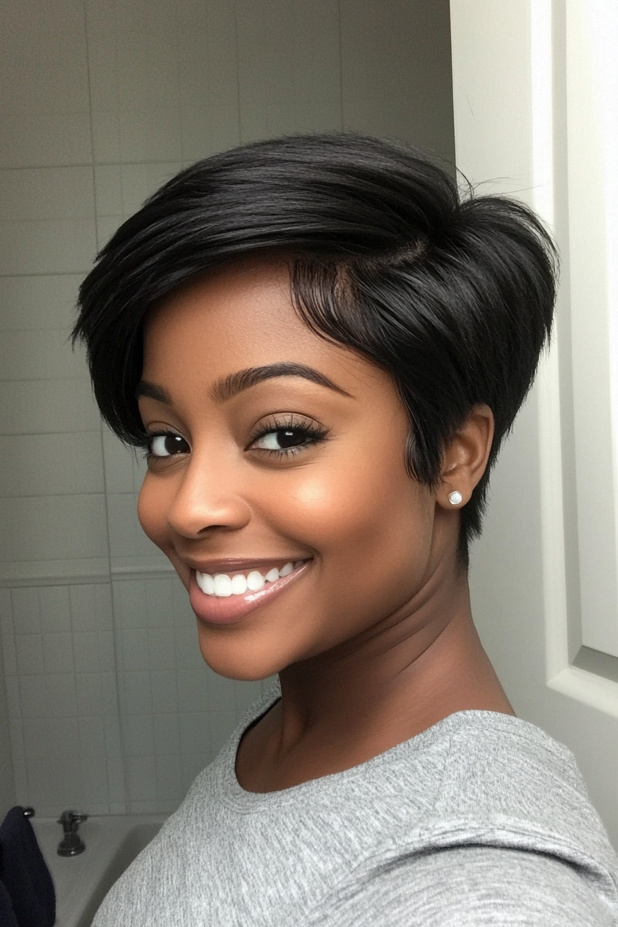 4. Soft Layered Crop in Natural Black (Short Hairstyles For Black Women) - Short Hairstyles For Black Women