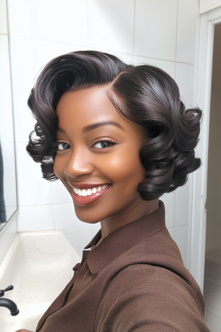 9. Short Finger Waves with Dark Cocoa (Short Hairstyles For Black Women) - Short Hairstyles For Black Women