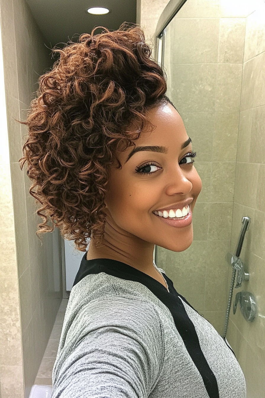10. Curly Mohawk in Warm Ebony (Short Hairstyles For Black Women) - Short Hairstyles For Black Women