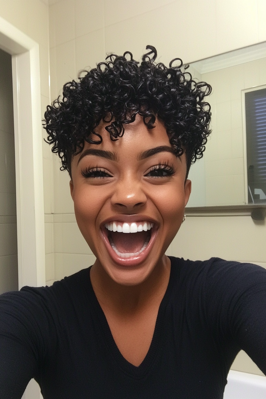 11. Tight Coils with Chocolate Undertones (Short Hairstyles For Black Women) - Short Hairstyles For Black Women