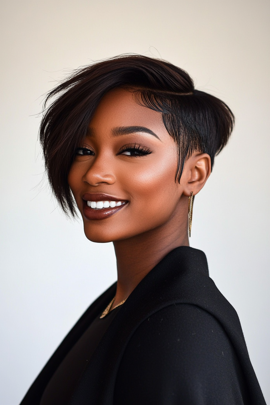 15. Soft Side Part Crop in Dark Mocha (Short Hairstyles For Black Women) - Short Hairstyles For Black Women