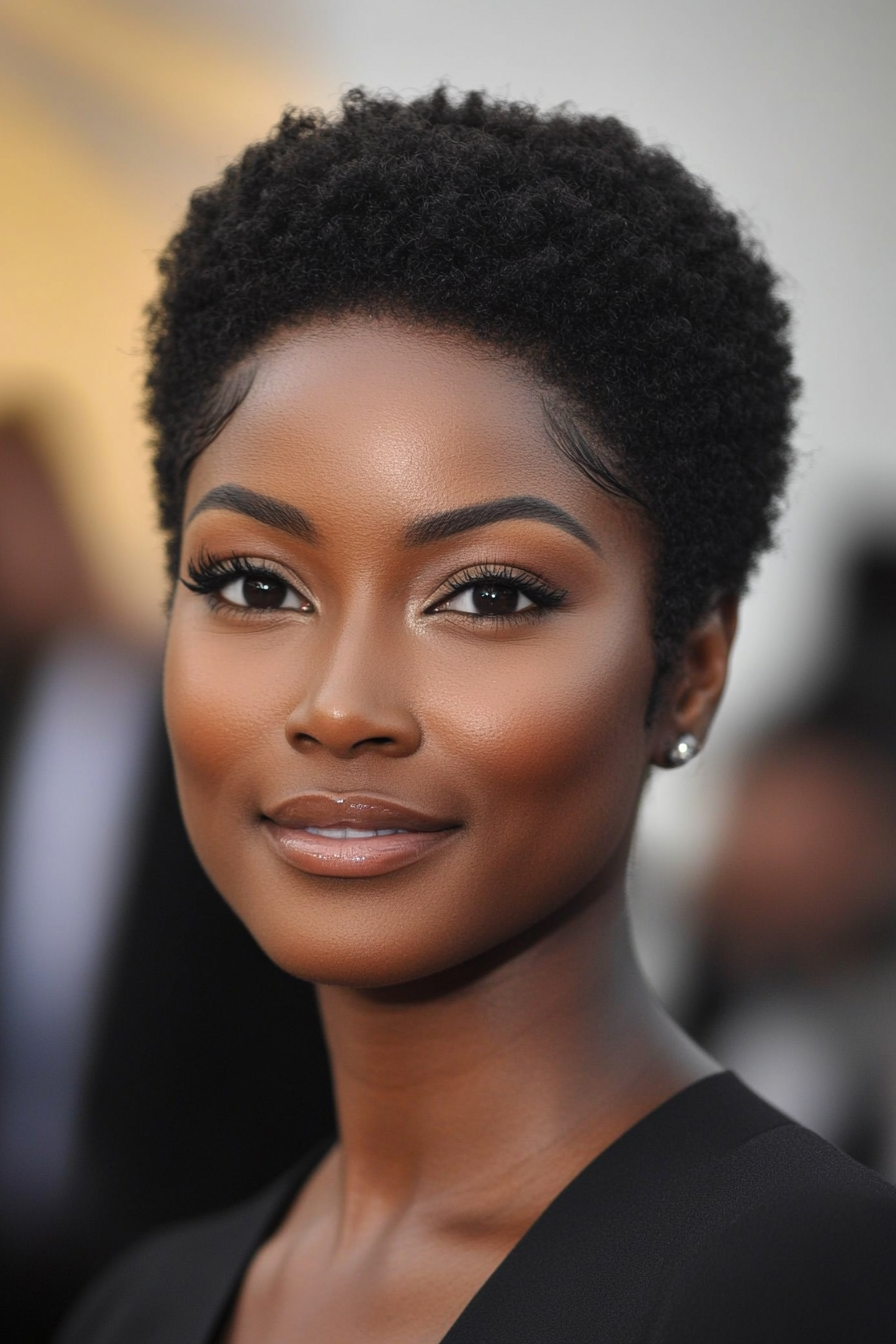 18. Defined TWA (Teeny Weeny Afro) in Ebony (Short Hairstyles For Black Women) - Short Hairstyles For Black Women