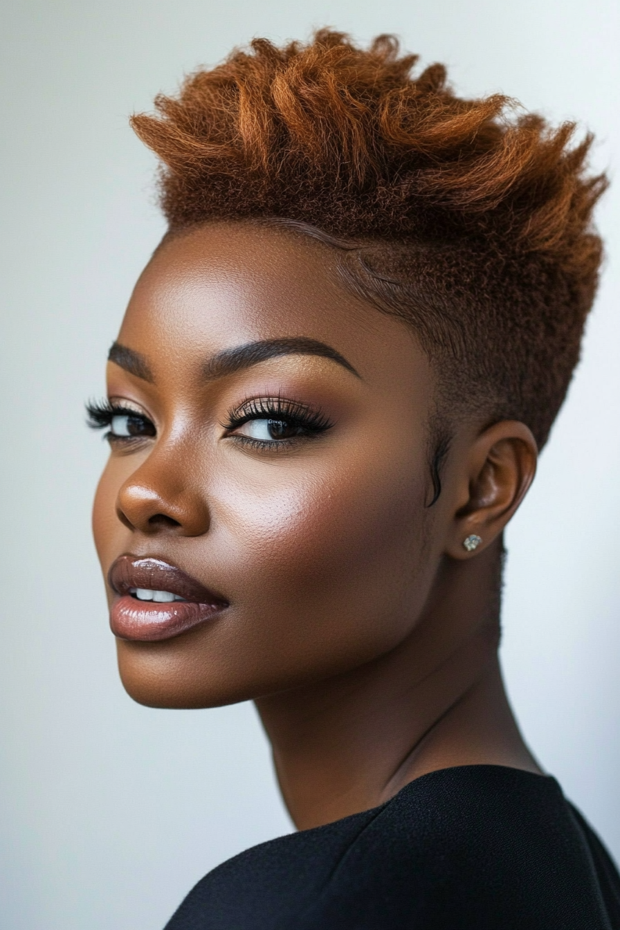 23. Faux Hawk in Deep Chestnut (Short Hairstyles For Black Women) - Short Hairstyles For Black Women