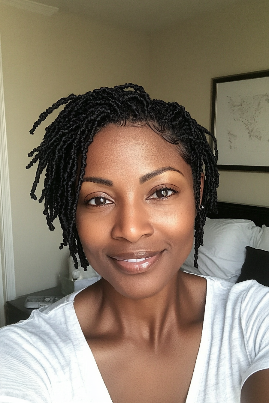 25. Short Locs in Natural Black (Short Hairstyles For Black Women) - Short Hairstyles For Black Women