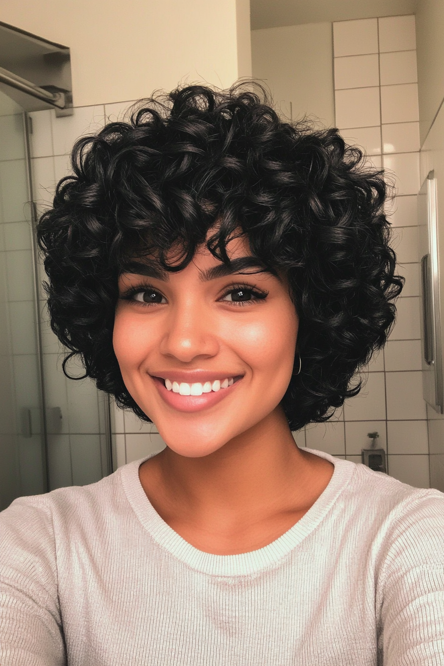3. Curly Ebony Halo (Funky Short Haircuts) - Funky Short Haircuts