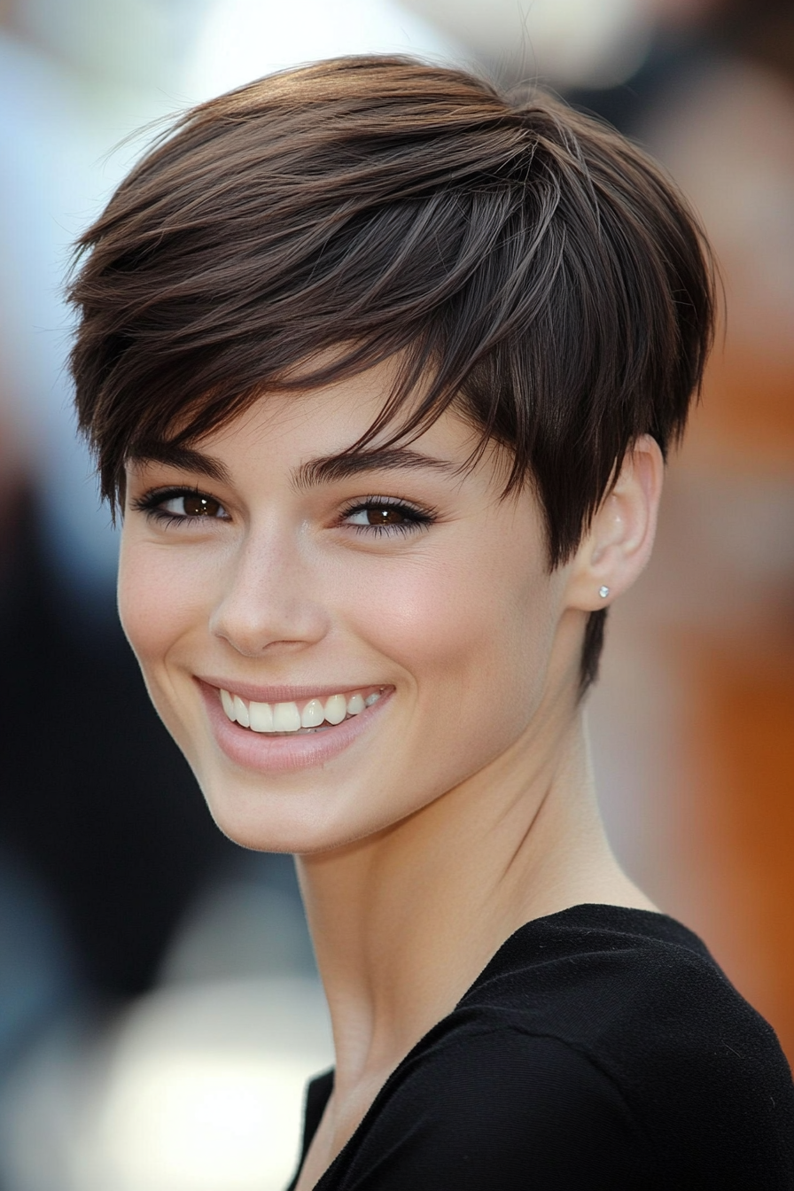 7. Layered Chocolate Buzz Cut (Funky Short Haircuts) - Funky Short Haircuts