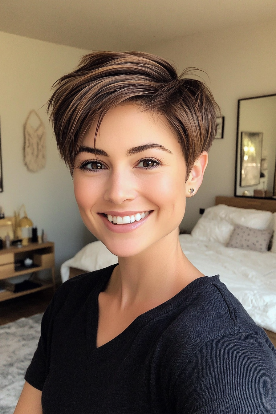 10. Ash Brown Tapered Cut (Funky Short Haircuts) - Funky Short Haircuts