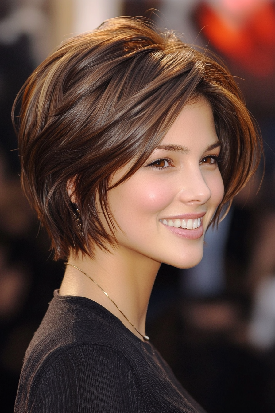 12. Mocha Stacked Bob (Funky Short Haircuts) - Funky Short Haircuts