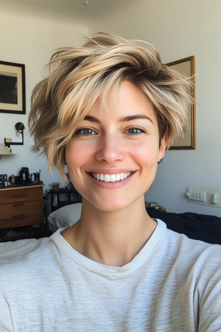 13. Sandy Beige Tousled Pixie (Funky Short Haircuts) - Funky Short Haircuts