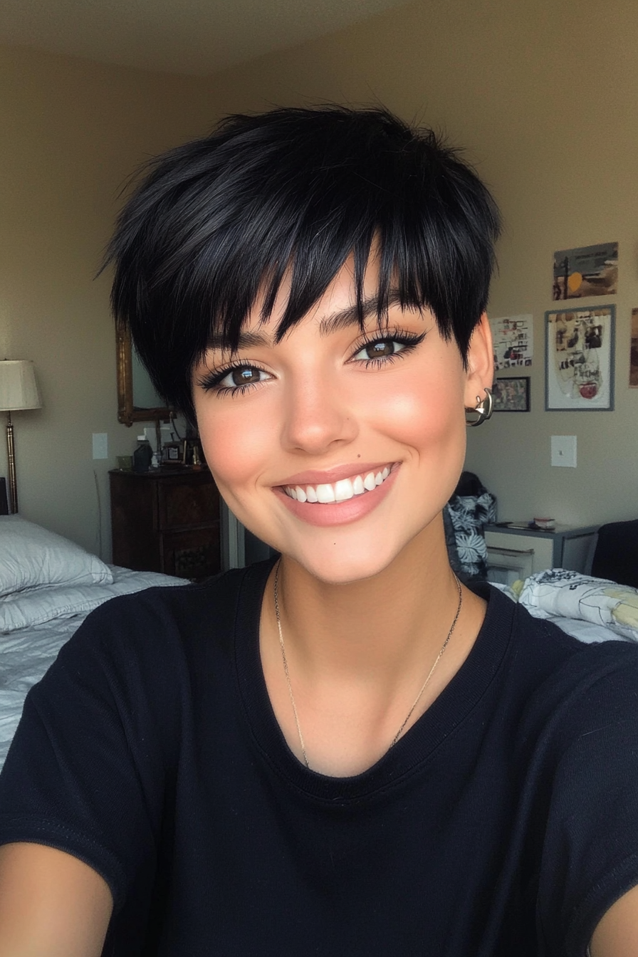 15. Jet Black French Crop (Funky Short Haircuts) - Funky Short Haircuts