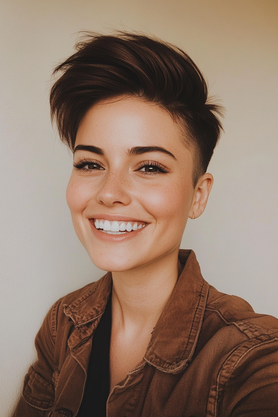 20. Smoky Brunette Undercut (Funky Short Haircuts) - Funky Short Haircuts