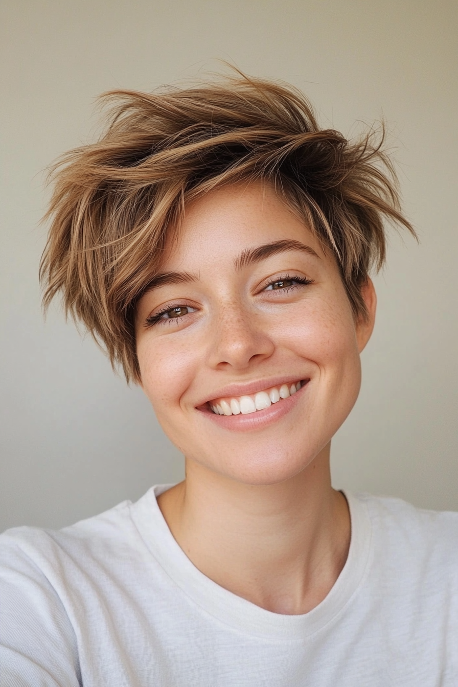 22. Soft Caramel Shaggy Pixie (Funky Short Haircuts) - Funky Short Haircuts