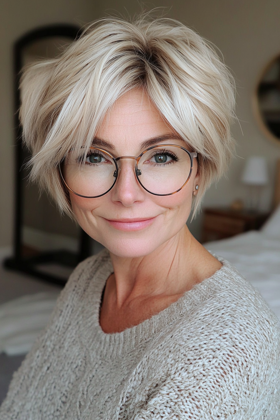 3. Short Textured Crop in Sandy Blonde (Short Hairstyles For Women Over 60 With Glasses) - Short Hairstyles For Women Over 60 With Glasses