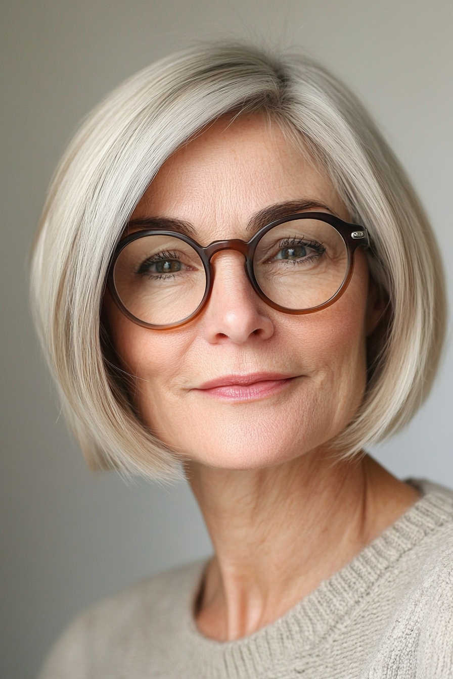 11. Short Asymmetrical Bob in Honey Blonde (Short Hairstyles For Women Over 60 With Glasses) - Short Hairstyles For Women Over 60 With Glasses